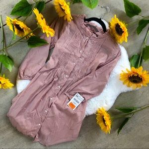 Zara Pink Ruffled Tunic Button Down Blouse